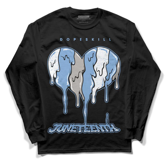 Jordan 5 Retro University Blue DopeSkill Long Sleeve T-Shirt Juneteenth Heart Graphic Streetwear - Black