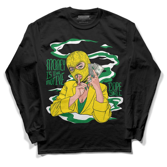 Dunk Low Reverse Brazil DopeSkill Long Sleeve T-Shirt Money Is The Motive Graphic - Black