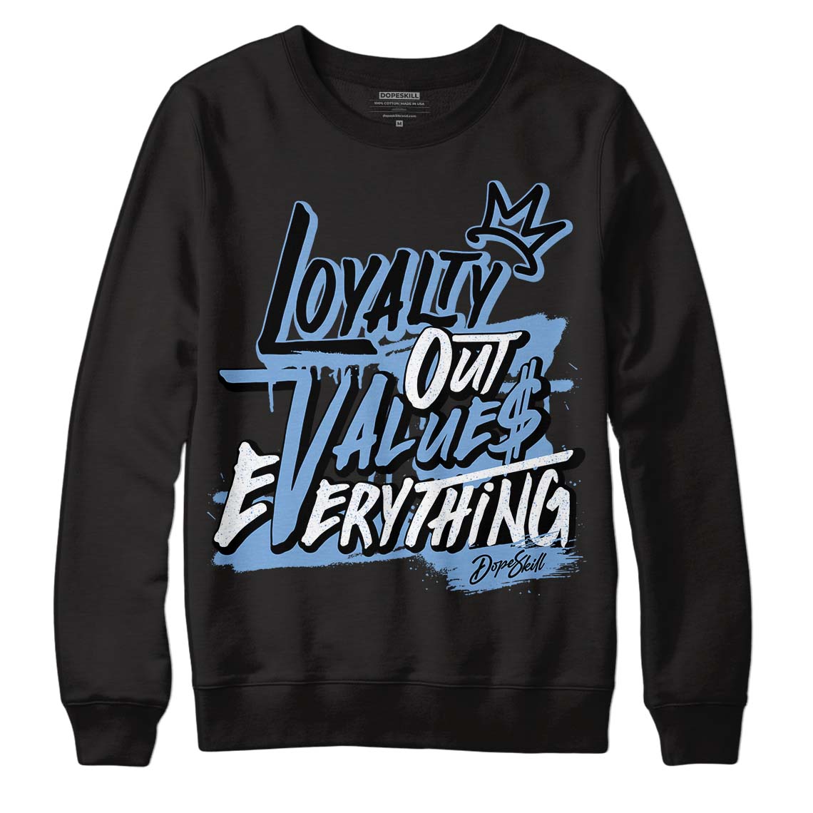 Jordan 5 Retro University Blue DopeSkill Sweatshirt LOVE Graphic Streetwear - Black 