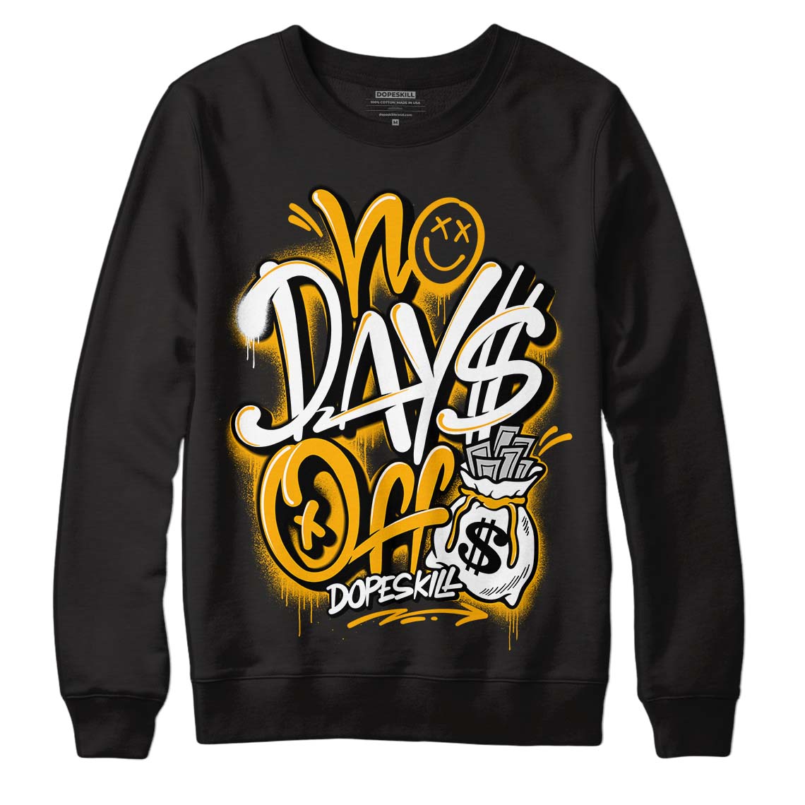 Goldenrod Dunk DopeSkill Sweatshirt No Days Off Graphic - Black 