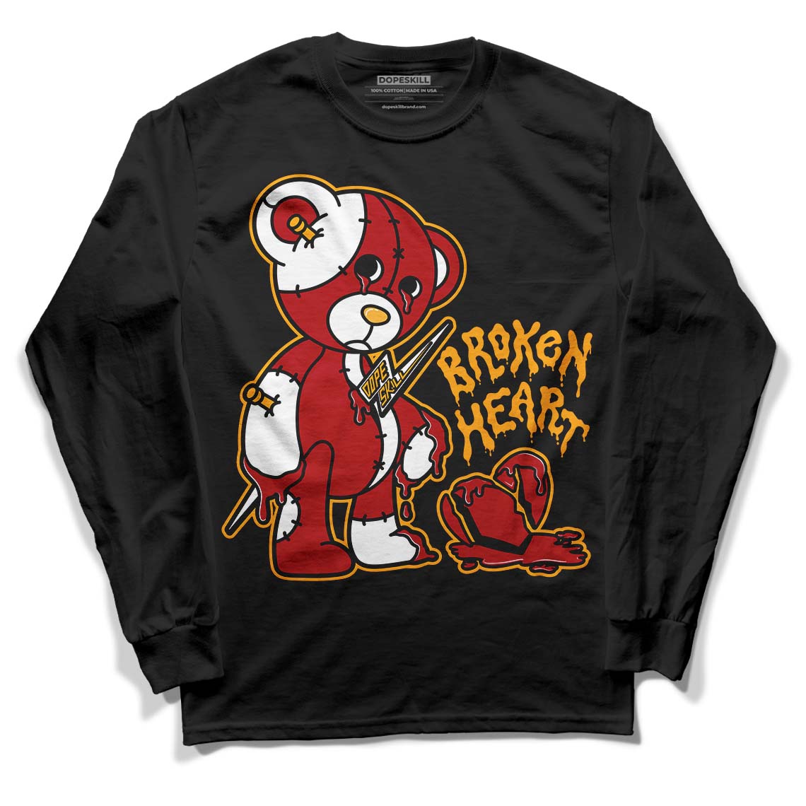 Cardinal 7s DopeSkill Long Sleeve T-Shirt Broken Heart Graphic - Black 