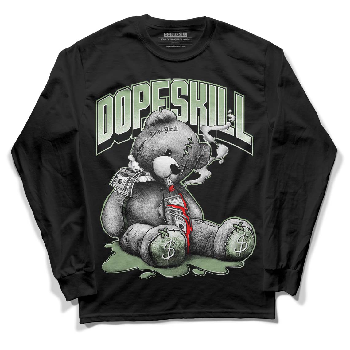 Jordan 4 Retro “Seafoam” DopeSkill Long Sleeve T-Shirt Sick Bear Graphic Streetwear - Black