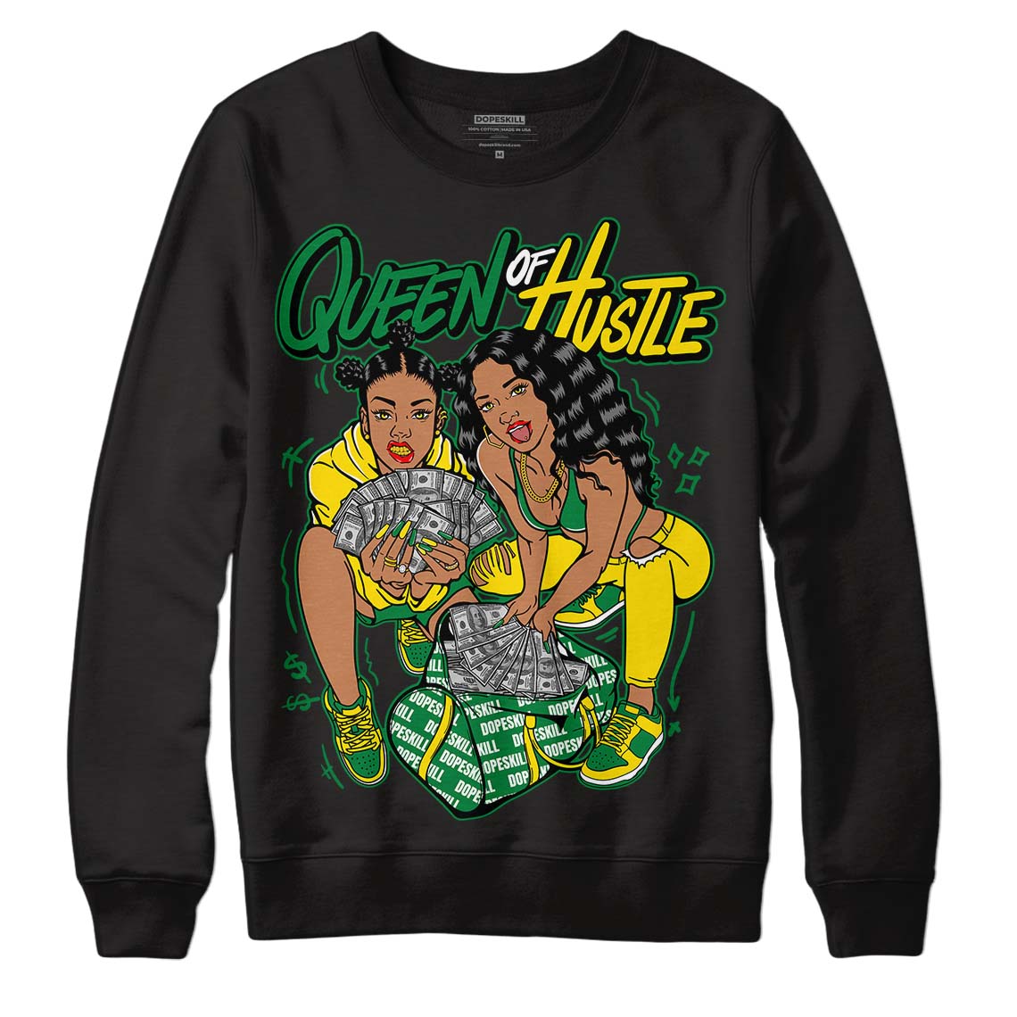 Dunk Low Reverse Brazil DopeSkill Sweatshirt Queen Of Hustle Graphic - Black