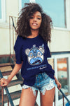 AJ 6 University Blue DopeSkill College Navy T-Shirt Sneaker Bear Head Graphic