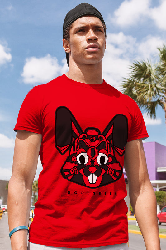 AJ 4 Red Thunder DopeSkill Red T-shirt Sneaker Rabbit Graphic