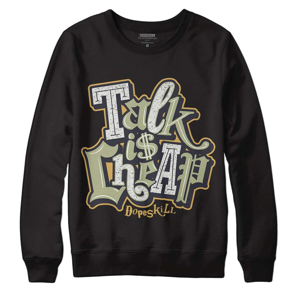 Jade Horizon 5s DopeSkill Sweatshirt Talk Is Chip Graphic - Black