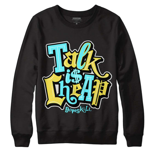 Aqua 5s DopeSkill Sweatshirt Talk Is Chip Graphic - Black 