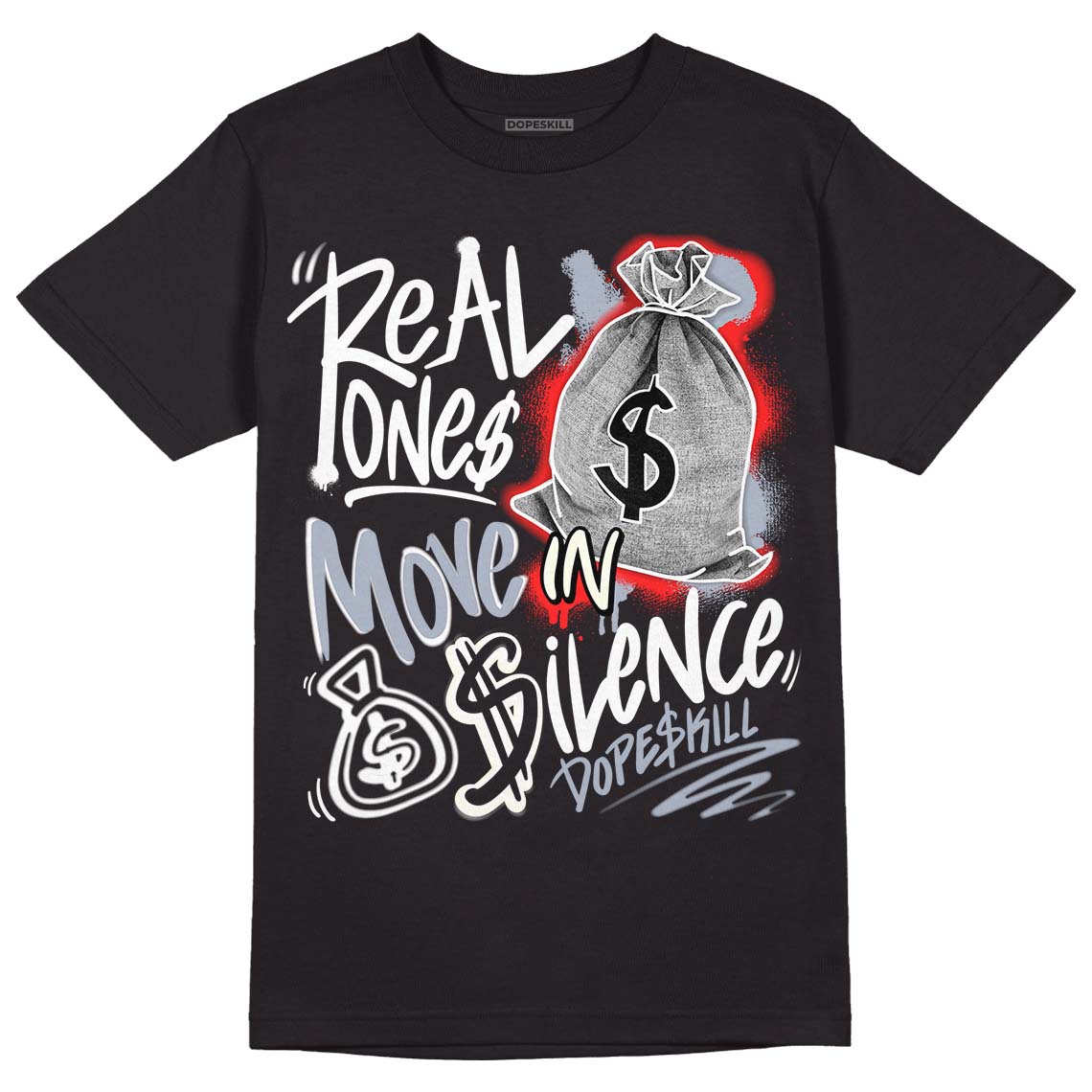 Jordan 3 Retro White Cement Reimagined DopeSkill T-Shirt Real Ones Move In Silence Graphic Streetwear - Black