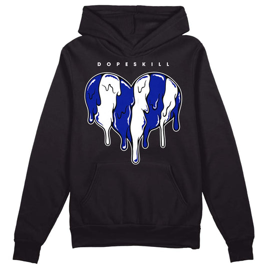 Racer Blue White Dunk Low DopeSkill Hoodie Sweatshirt Slime Drip Heart Graphic - Black