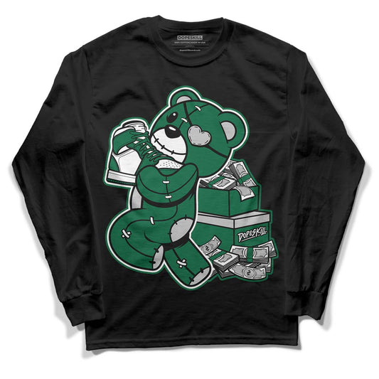 Gorge Green 1s DopeSkill Long Sleeve T-Shirt Bear Steals Sneaker Graphic - Black 