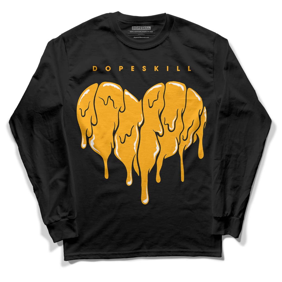 Black Taxi 12s DopeSkill Long Sleeve T-Shirt Slime Drip Heart Graphic - Black 