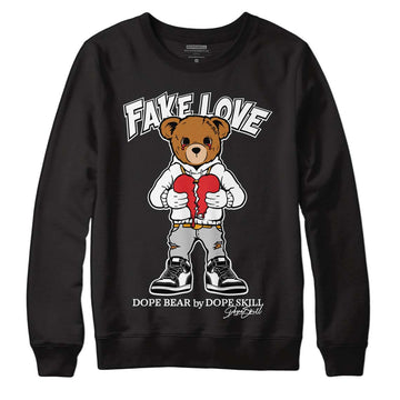 Jordan 1 High 85 Black White DopeSkill Sweatshirt Fake Love Graphic Streetwear  - Black 