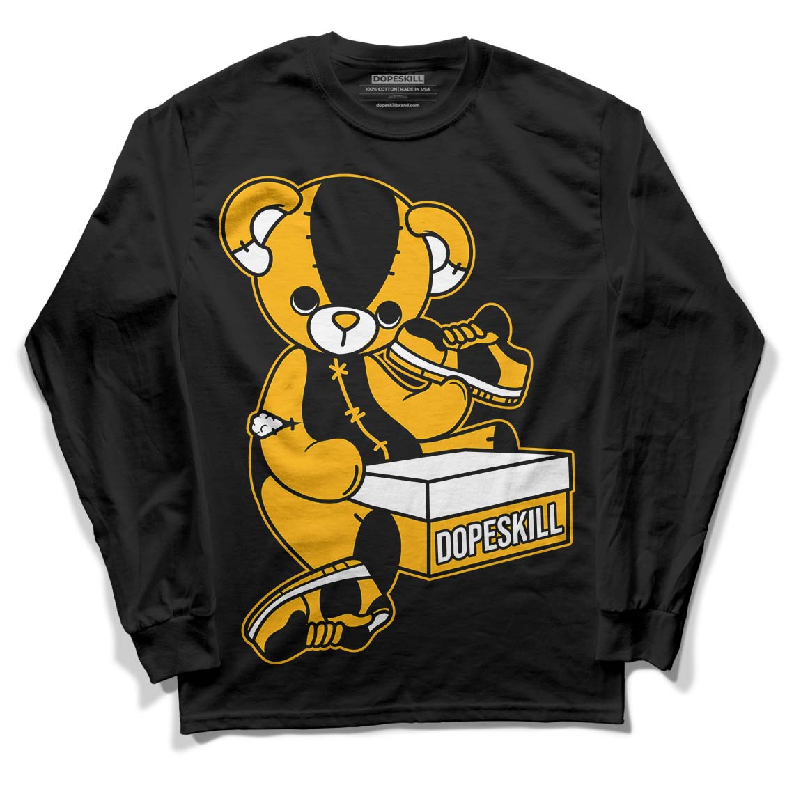 Goldenrod Dunk DopeSkill Long Sleeve T-Shirt Sneakerhead BEAR Graphic - Black 