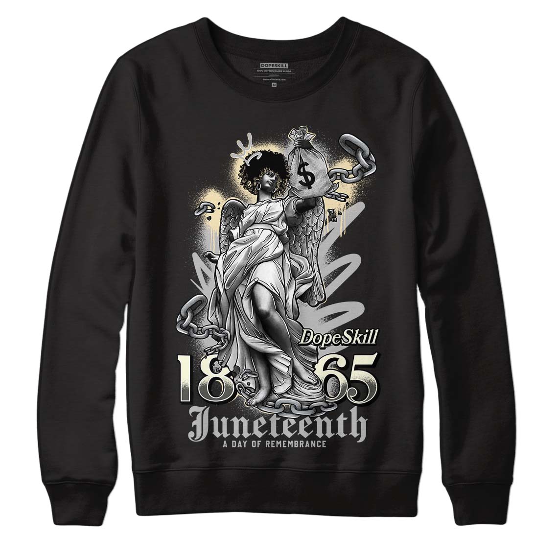 Jordan 4 Retro SE Craft Photon Dust DopeSkill Sweatshirt Juneteenth Graphic Streetwear - Black