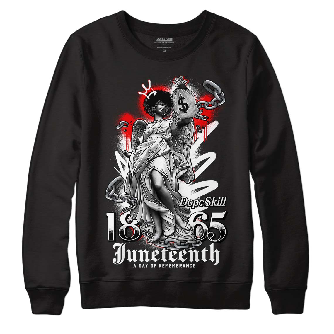 Jordan 1 High 85 Black White DopeSkill Sweatshirt Juneteenth Graphic Streetwear  - Black