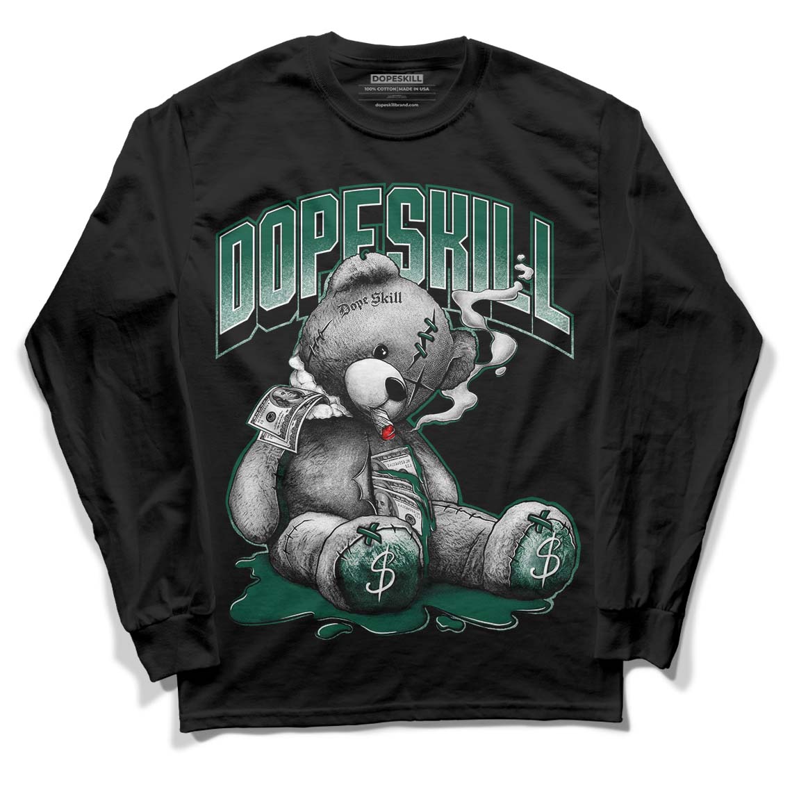 Lottery Pack Malachite Green Dunk Low DopeSkill Long Sleeve T-Shirt Sick Bear Graphic - Black