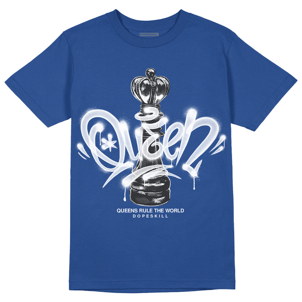 Jordan 13 Brave Blue DopeSkill Navy T-Shirt Queen Chess Graphic Streetwear