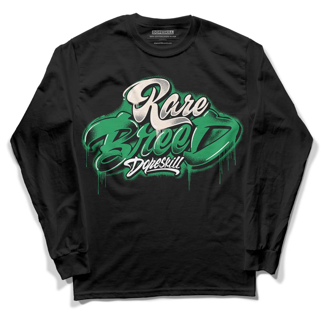 Jordan 2 Retro Lucky Green DopeSkill Long Sleeve T-Shirt Rare Breed Type Graphic Streetwear - Black 