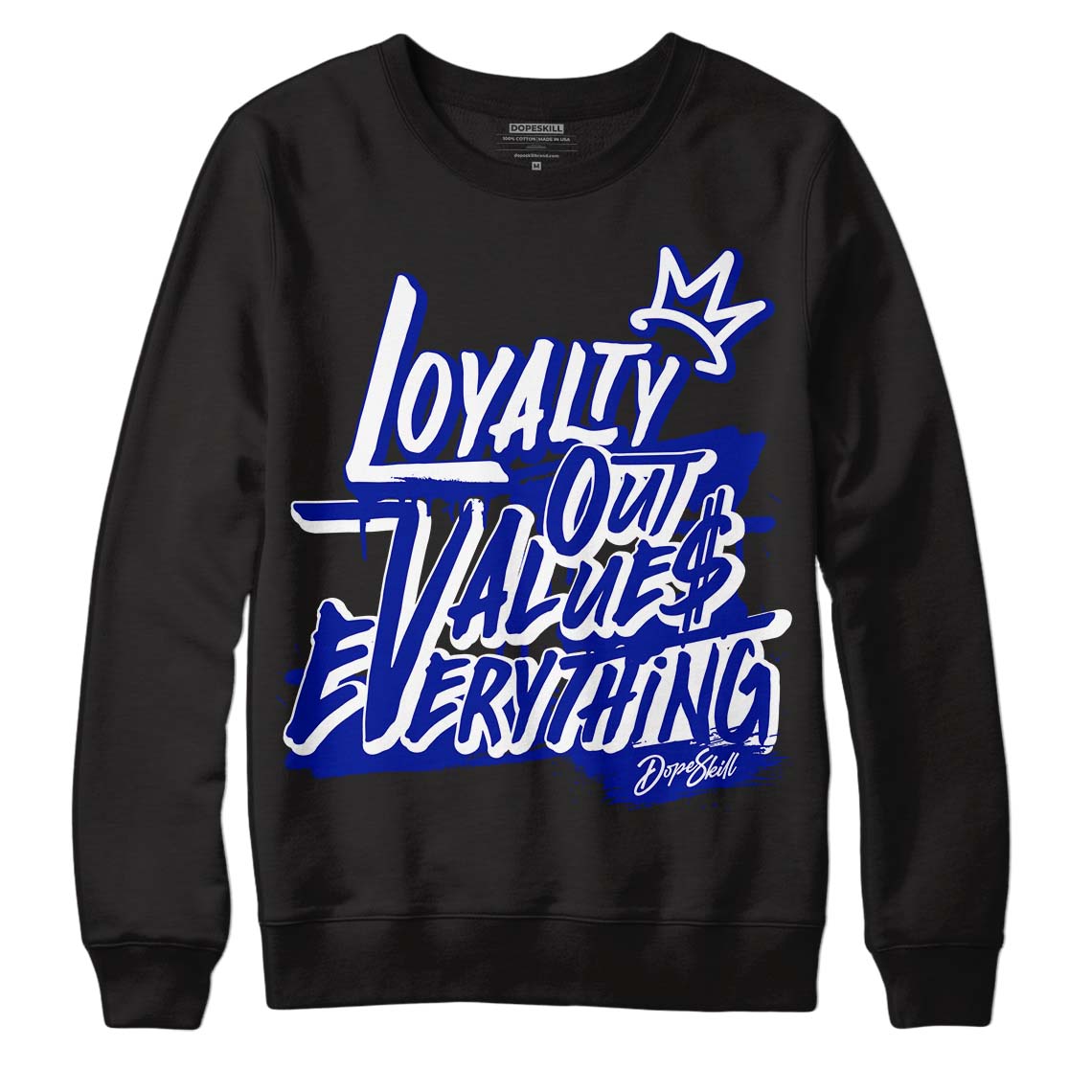 Racer Blue White Dunk Low DopeSkill Sweatshirt LOVE Graphic - Black