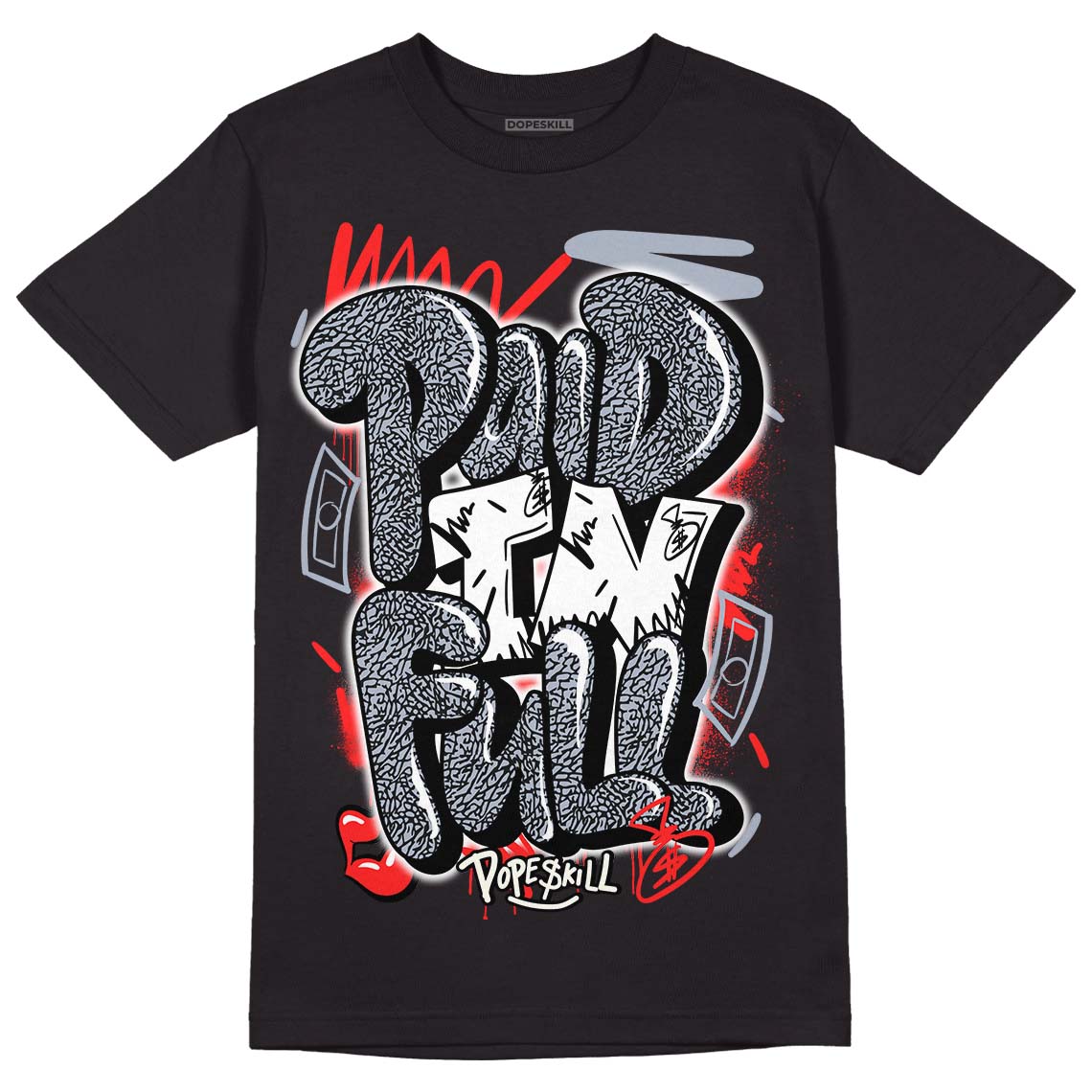 Jordan 3 Retro White Cement Reimagined DopeSkill T-Shirt New Paid In Full Graphic Streetwear - Black