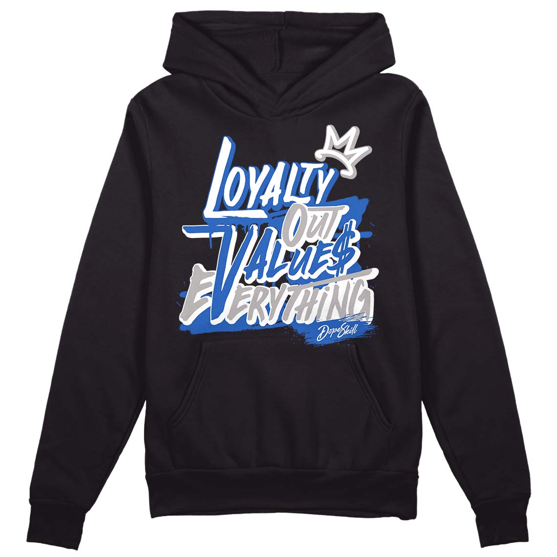 True Blue 1s DopeSkill Hoodie Sweatshirt LOVE Graphic - Black