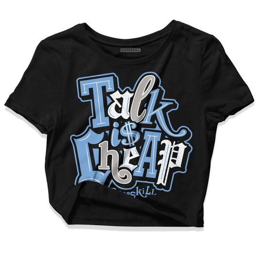 Jordan 5 Retro University Blue DopeSkill Women's Crop Top Talk Is Chip Graphic Streetwear - Black