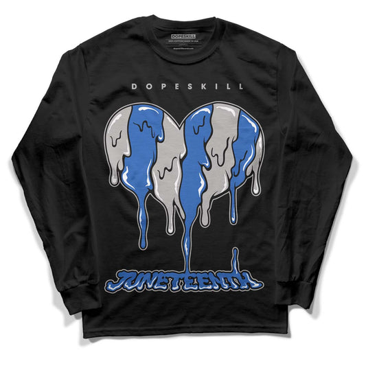 True Blue 1s DopeSkill Long Sleeve T-Shirt Juneteenth Heart Graphic - Black