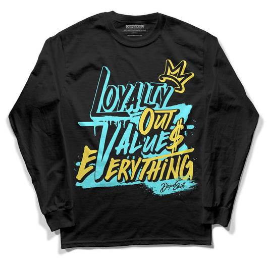 Aqua 5s DopeSkill Long Sleeve T-Shirt LOVE Graphic - Black 