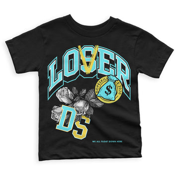 Aqua 5s DopeSkill Toddler Kids T-shirt Loser Lover Graphic - Black 