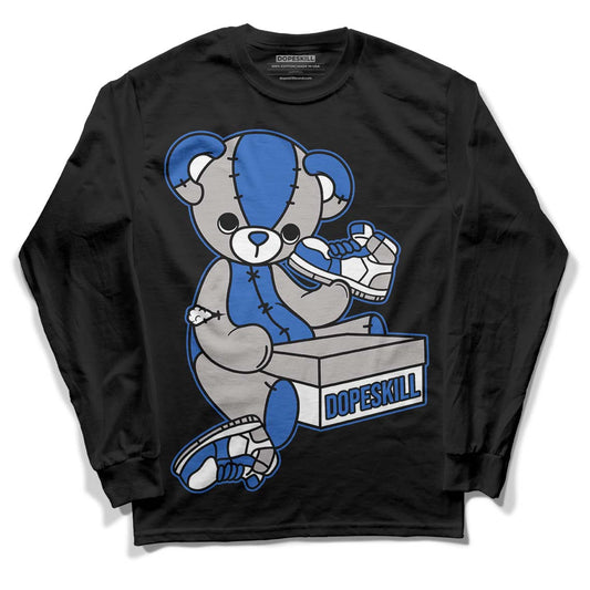 True Blue 1s DopeSkill Long Sleeve T-Shirt Sneakerhead BEAR Graphic - Black