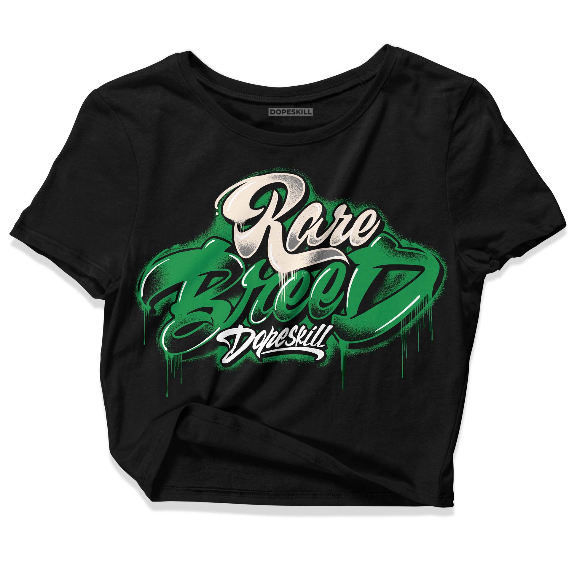 Jordan 2 Retro Lucky Green DopeSkill Women's Crop Top Rare Breed Type Graphic Streetwear - Black