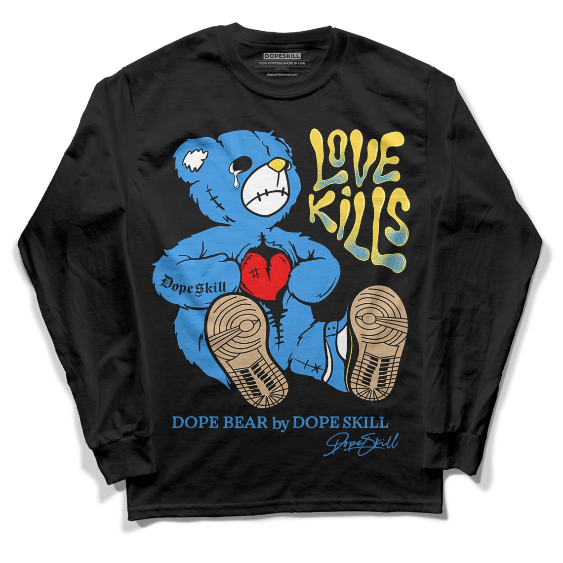 SB Dunk Low Homer DopeSkill Long Sleeve T-Shirt Love Kills Graphic - Black