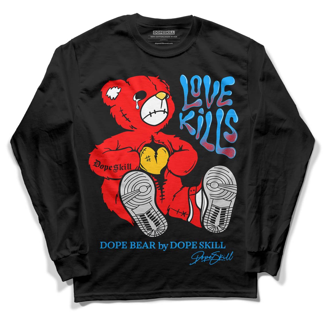 Fruity Pebbles Dunks DopeSkill Long Sleeve T-Shirt Love Kills Graphic - Black