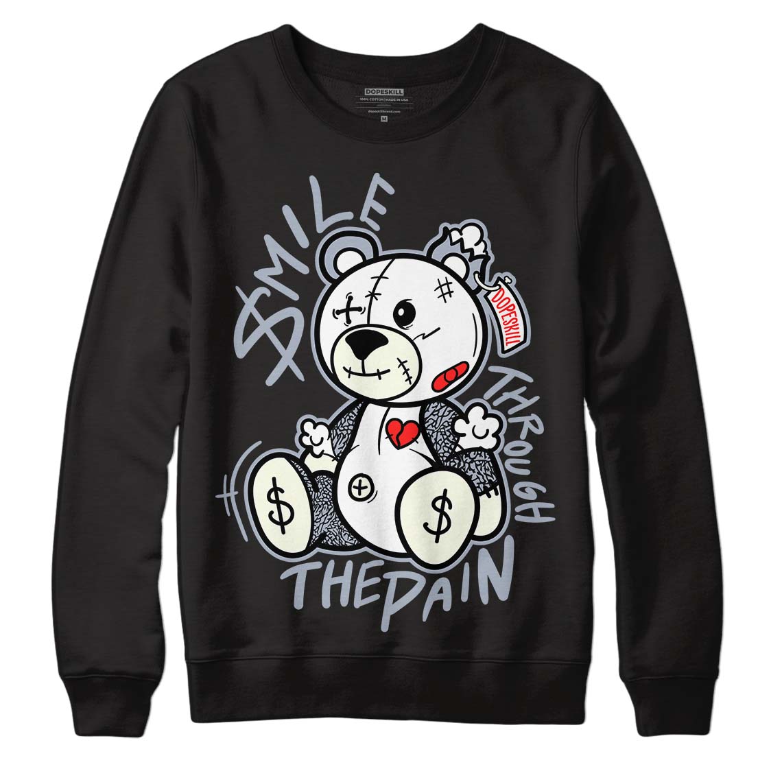 Jordan 3 Retro White Cement Reimagined DopeSkill Sweatshirt BEAN Graphic Streetwear - Black