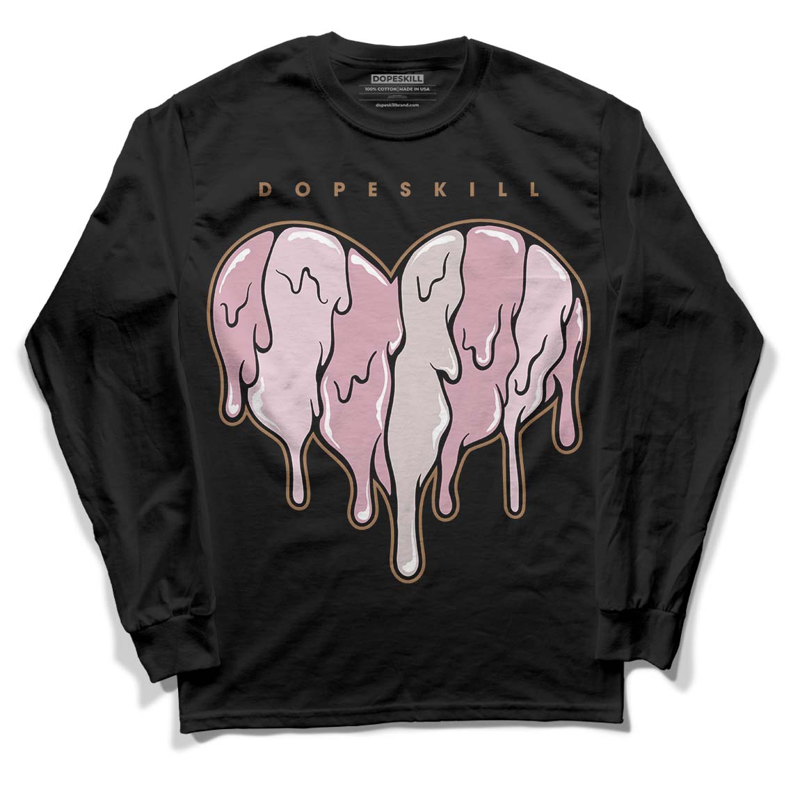 Dunk Low Teddy Bear Pink DopeSkill Long Sleeve T-Shirt Slime Drip Heart Graphic - Black 