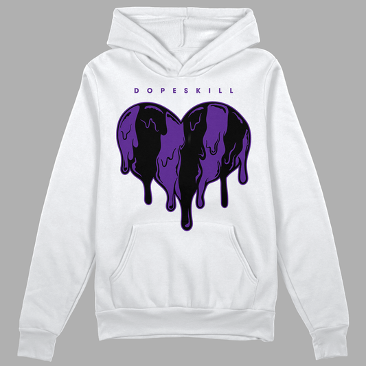 Jordan 13 Court Purple DopeSkill Hoodie Sweatshirt Slime Drip Heart Graphic - White 