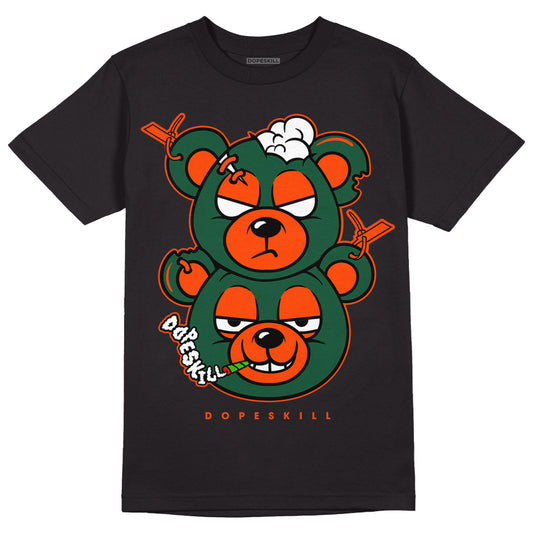 Dunk Low Team Dark Green Orange DopeSkill T-Shirt New Double Bear Graphic - Black