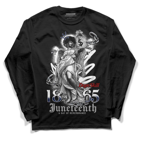 Midnight Navy 4s DopeSkill Long Sleeve T-Shirt Juneteenth Graphic - Black