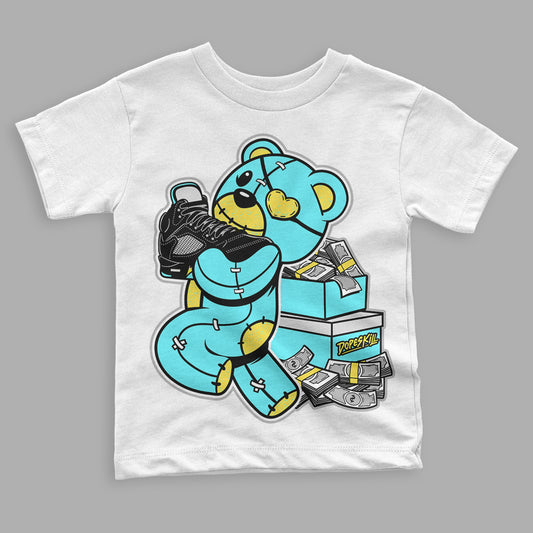 Aqua 5s DopeSkill Toddler Kids T-shirt Bear Steals Sneaker Graphic - White 
