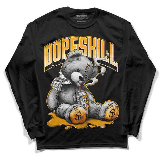 Taxi Yellow Toe 1s DopeSkill Long Sleeve T-Shirt Sick Bear Graphic - Black 