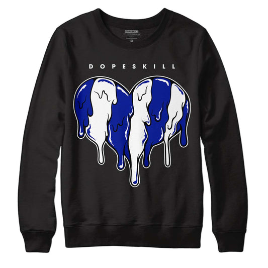 Racer Blue White Dunk Low DopeSkill Sweatshirt Slime Drip Heart Graphic - Black