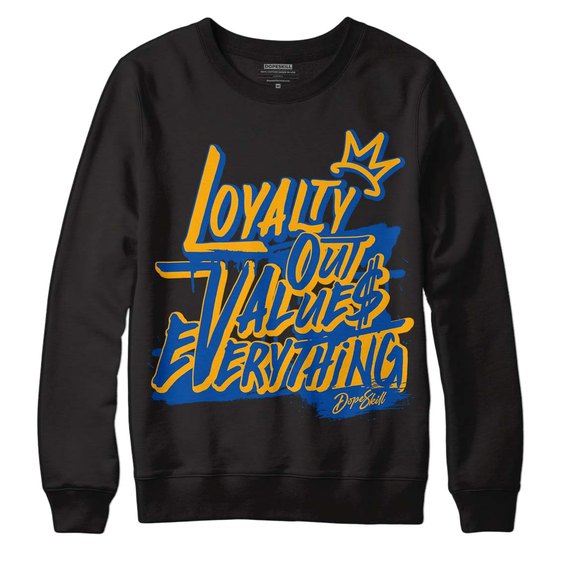 Dunk Blue Jay and University Gold DopeSkill Sweatshirt LOVE Graphic Streetwear - Black