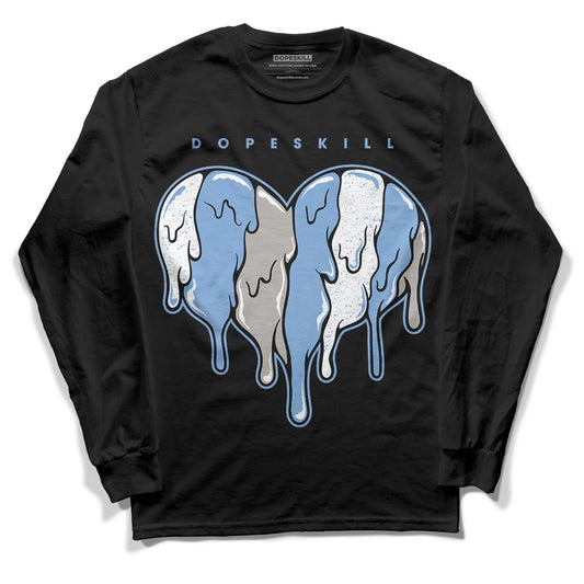 Jordan 5 Retro University Blue DopeSkill Long Sleeve T-Shirt Slime Drip Heart Graphic Streetwear - Black