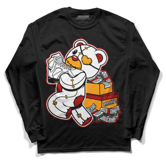 Cardinal 7s DopeSkill Long Sleeve T-Shirt Bear Steals Sneaker Graphic - Black 