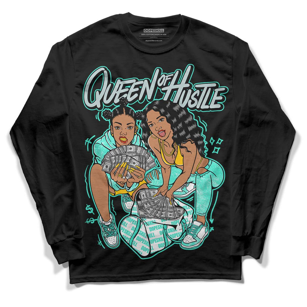 New Emerald 1s DopeSkill Long Sleeve T-Shirt Queen Of Hustle Graphic - Black