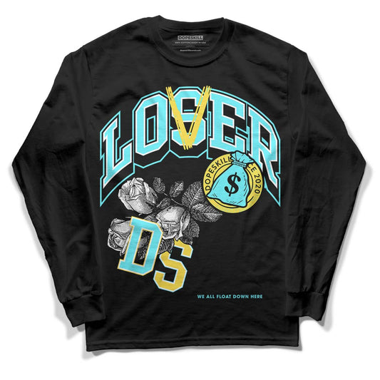 Aqua 5s DopeSkill Long Sleeve T-Shirt Loser Lover Graphic - Black 