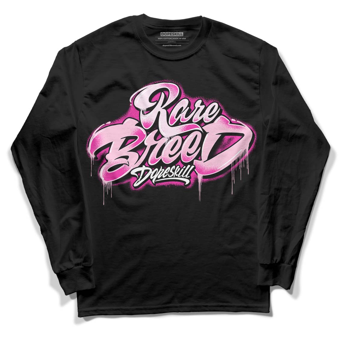 Triple Pink Dunk Low DopeSkill Long Sleeve T-Shirt Rare Breed Type Graphic - Black