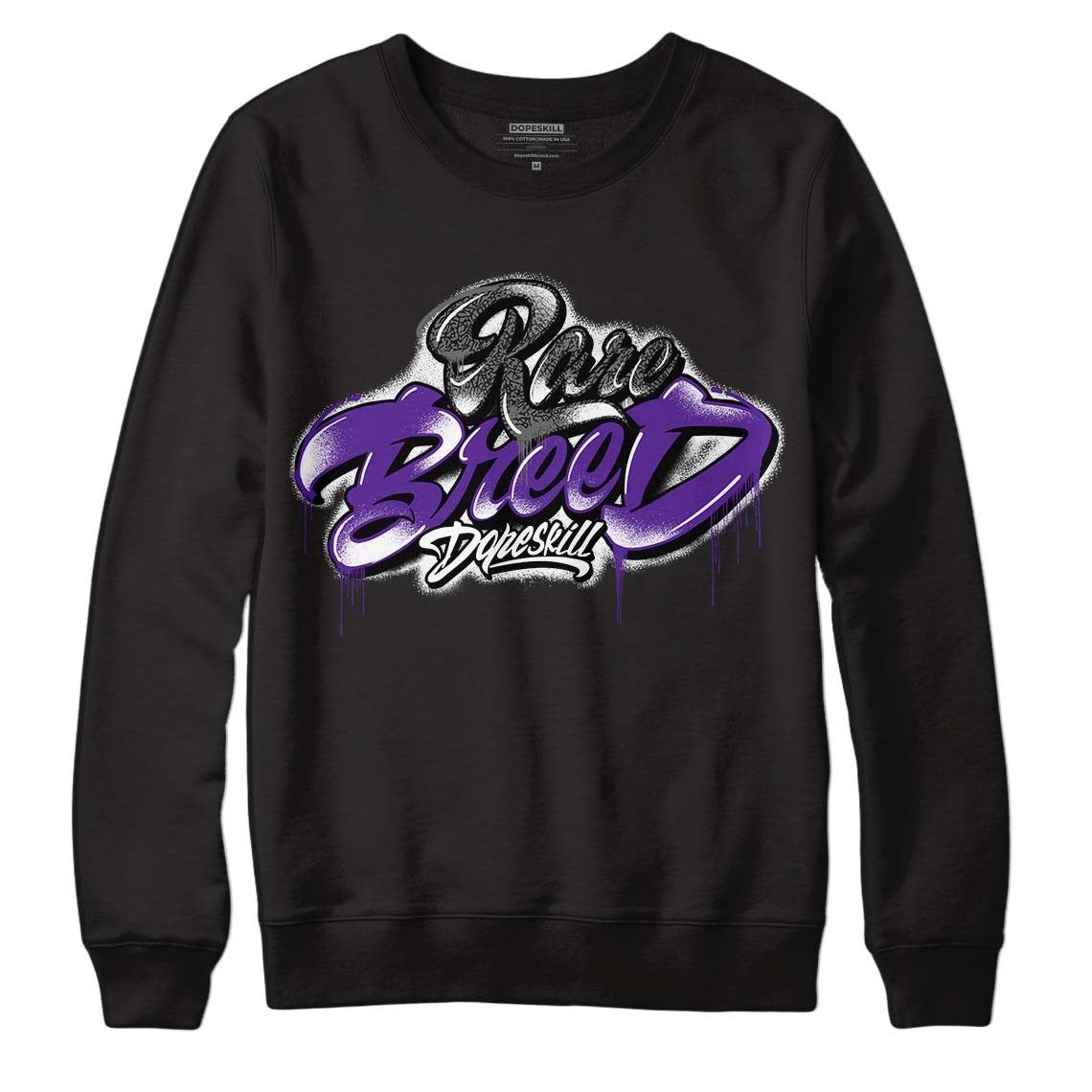 Dark Iris 3s DopeSkill Sweatshirt Rare Breed Type Graphic - Black