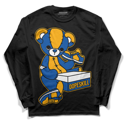 Dunk Blue Jay and University Gold DopeSkill Long Sleeve T-Shirt Sneakerhead BEAR Graphic Streetwear - Black