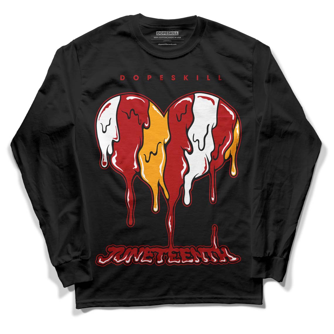 Cardinal 7s DopeSkill Long Sleeve T-Shirt Juneteenth Heart Graphic - Black